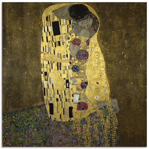 4059745243230 - Glasbild ARTLAND Der Kuß Bilder Gr B H 30 cm x 30 cm Glasbild Paar quadratisch 1 St gelb Bild Glasbild Glasbilder Bilder in verschiedenen Größen