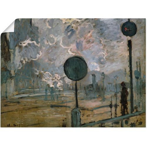 4055327550819 - Wandbild ARTLAND Der Bahnhof Saint-Lazare (Le Signal) Bilder Gr B H 40 cm x 30 cm Poster Gebäude 1 St grau Bild Leinwandbild Kunstdrucke Bilder als Leinwandbild Wandaufkleber oder Poster in versch Größen