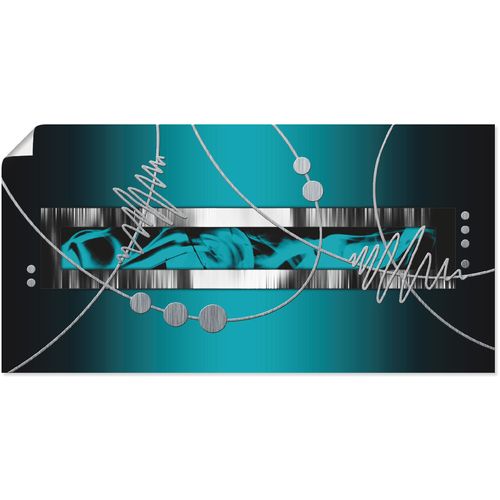 4059745913430 - Wandbild ARTLAND Silber abstrakt auf petrol Bilder Gr B H 60 cm x 30 cm Poster Gegenstandslos 1 St blau Bild Metallbild Metallbilder Bilder als Alubild Leinwandbild Wandaufkleber oder Poster in versch Größen