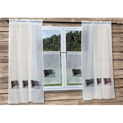 4056837050349 - Gardine HOSSNER - ART OF HOME DECO Weihnachtsmann Gardinen Gr 150 cm Stangendurchzug 90 cm beige Landhaus Gardinen Gardine Landhaus-Look
