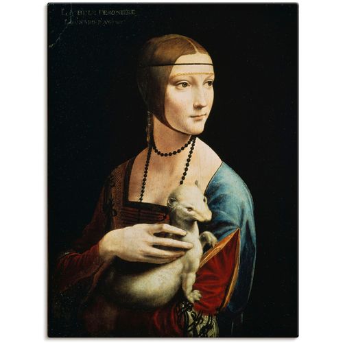 4055327098298 - Wandbild ARTLAND Dame mit dem Hermelin Porträt Bilder Gr B H 45 cm x 60 cm Leinwandbild Frau 1 St schwarz Bild Poster Bilder als Leinwandbild Wandaufkleber oder in versch Größen