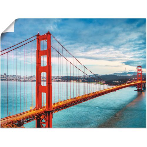 4059745772402 - Wandbild ARTLAND Golden Gate Bridge Bilder Gr B H 40 cm x 30 cm Poster Brücken 1 St blau Bild Poster Bilder als Alubild Leinwandbild Wandaufkleber oder in versch Größen