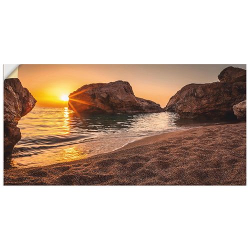 4062144515907 - Wandbild ARTLAND Sonnenuntergang und Strand Bilder Gr B H 150 cm x 75 cm Wandaufkleber - Vinyl Strand Querformat 1 St beige (naturfarben) Bild Metallbild Metallbilder Bilder als Alubild Leinwandbild Wandaufkleber oder Poster in versch Größen