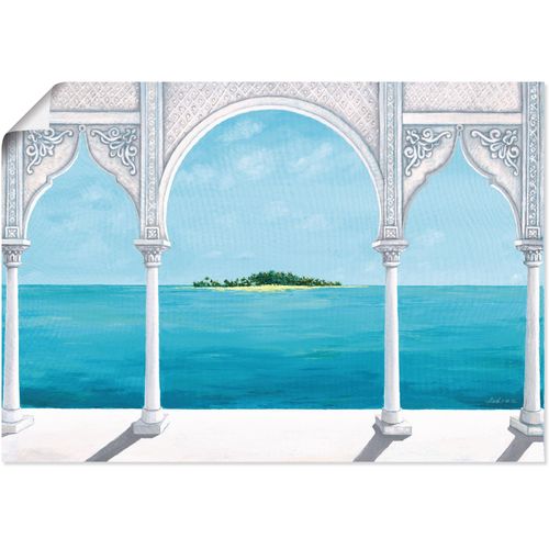 4055327300452 - Wandbild ARTLAND Orientalische Karibik Bilder Gr B H 70 cm x 50 cm Poster Fensterblick 1 St blau Bild Poster Bilder als Alubild Leinwandbild Wandaufkleber oder in versch Größen