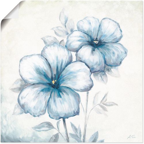 4055327272063 - Wandbild ARTLAND Blauer Mohn Bilder Gr B H 40 cm x 40 cm Poster Blumen 1 St weiß Bild Metallbild Metallbilder Bilder als Alubild Leinwandbild Wandaufkleber oder Poster in versch Größen