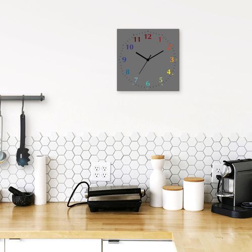 4059745807555 - Wanduhr ARTLAND Uni Trendfarben Wanduhren Gr B H T 30 cm x 30 cm x 03 cm Funkuhr 12 Ziffern bunt (bunt grau) Wanduhren wahlweise mit Quarz- oder Funhuhrwerk lautlos ohne Tickgeräusche