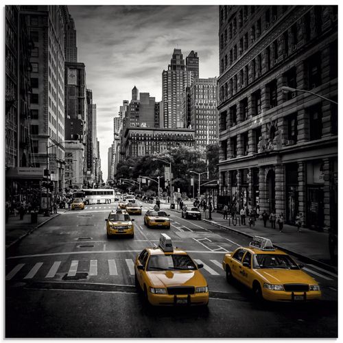 4059745290340 - Glasbild ARTLAND New York City Verkehr 5th Avenue Bilder Gr B H 20 cm x 20 cm Glasbild Amerika quadratisch 1 St schwarz Bild Glasbild Glasbilder Bilder in verschiedenen Größen