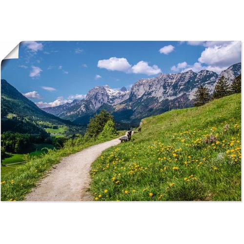 4062144743508 - Wandbild ARTLAND Wanderweg bei Ramsau in Oberbayern Bilder Gr B H 60 cm x 40 cm Poster Berge & Alpenbilder Querformat 1 St grün Kunstdrucke als Alubild Leinwandbild Wandaufkleber oder Poster in versch Größen