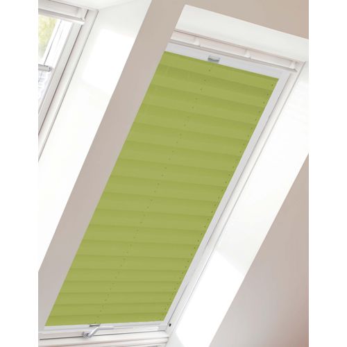 4001442769643 - Dachfensterplissee StartUp Style Crush Plissees Gr 1215 cm zweiseitig verschiebbar 973 cm grün (limette weiß) Dachfensterplissees mit Führungsschienen