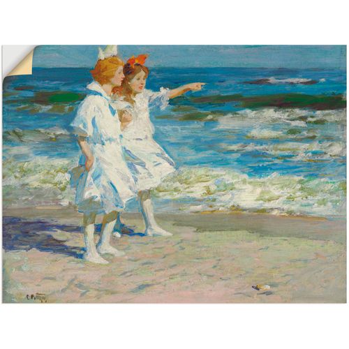 4062144513187 - Wandbild ARTLAND Mädchen am Strand Bilder Gr B H 60 cm x 45 cm Wandaufkleber - Vinyl Kind 1 St blau Bild Poster Bilder als Leinwandbild Wandaufkleber oder in versch Größen