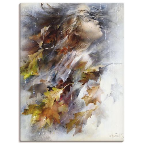 4057738452485 - Wandbild ARTLAND Herbst Bilder Gr B H 30 cm x 40 cm Leinwandbild Frau Hochformat 1 St weiß Bild Poster Bilder als Leinwandbild Wandaufkleber oder in versch Größen