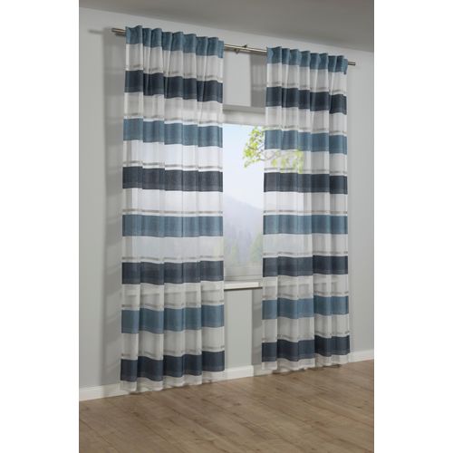 4003018371663 - Gardine Schal mit Gardinenband Etamine Webstreifen GARDINIA Stangendurchzug (1 St) transparent transparent Polyester Stoff Etamine blau 4003018371663 - Gardine Schal mit Gardinenband Etamine Webstreifen GARDINIA Stangendurchzug (1 St) transparent transparent Polyester Stoff Etamine blau