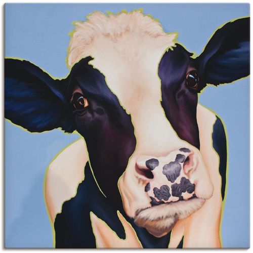4055327248884 - Wandbild ARTLAND Kuh Trudi Bilder Gr B H 40 cm x 40 cm Leinwandbild Haustiere 1 St blau Kunstdrucke Bilder als Leinwandbild Wandaufkleber oder Poster in versch Größen