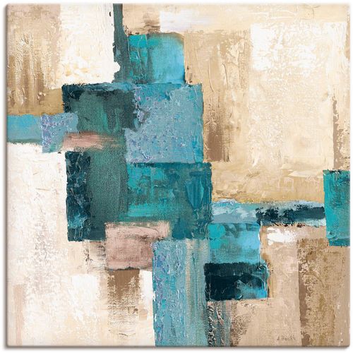 4062144598283 - Wandbild ARTLAND Abstrakte Karos beige-türkis Bilder Gr B H 30 cm x 30 cm Leinwandbild Muster quadratisch 1 St blau Kunstdrucke als Alubild Leinwandbild Wandaufkleber oder Poster in versch Größen