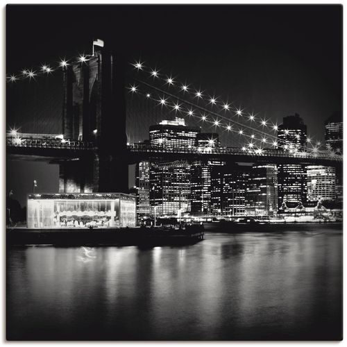 4055327257039 - Wandbild ARTLAND NYC Brooklyn Bridge bei Nacht Bilder Gr B H 50 cm x 50 cm Leinwandbild Amerika 1 St schwarz Bild Kunstdruck Poster Bilder als Alubild Leinwandbild Wandaufkleber oder in versch Größen