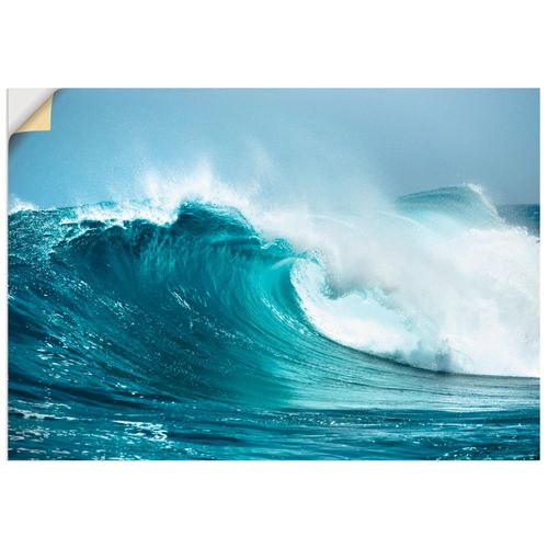 4057738298434 - Wandbild ARTLAND Ozeanwelle Bilder Gr B H 100 cm x 70 cm Wandaufkleber - Vinyl Gewässer Querformat 1 St blau Bild Metallbild Metallbilder Bilder als Alubild Leinwandbild Wandaufkleber oder Poster in versch Größen
