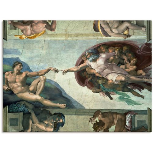 4055327090513 - Wandbild ARTLAND Die Erschaffung des Adam Bilder Gr B H 60 cm x 45 cm Leinwandbild Religion 1 St grau Bild Leinwandbild Kunstdrucke Bilder als Leinwandbild Wandaufkleber oder Poster in versch Größen