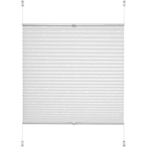 4016318386954 - Plissee Klemmfix-Plissee Ranke grau Plissees Gr 130 cm zweiseitig verschiebbar 50 cm weiß Kinder Kinderzimmer-Plissees Klemmfix-Plisse mit floralem Druck