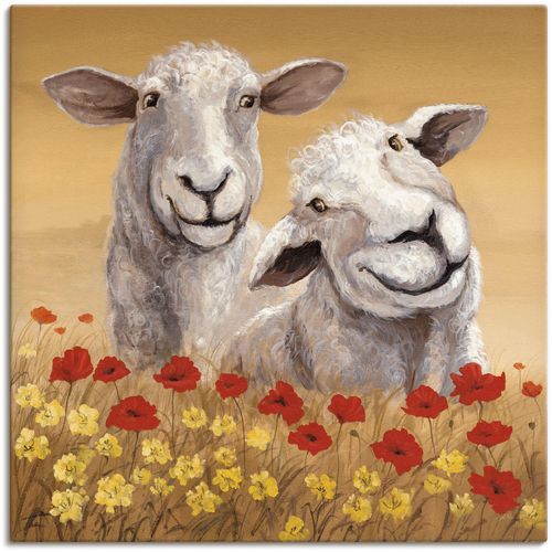 4055327142755 - Wandbild ARTLAND Schafe Bilder Gr B H 50 cm x 50 cm Leinwandbild Haustiere 1 St beige (naturfarben) Bild Metallbild Metallbilder Bilder als Alubild Leinwandbild Wandaufkleber oder Poster in versch Größen