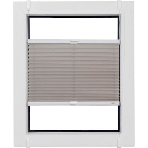 4001442955268 - Plissee Budget Crepe Plissees Gr 144 cm zweiseitig verschiebbar 65 cm grau (hellgrau weiß) Plissees ohne Bohren Klemmfix glatt
