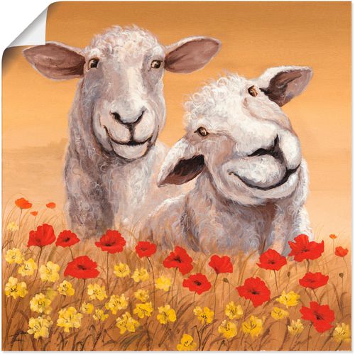 4055327272926 - Wandbild ARTLAND Schafe Bilder Gr B H 50 cm x 50 cm Poster Haustiere 1 St beige (naturfarben) Bild Metallbild Metallbilder Bilder als Alubild Leinwandbild Wandaufkleber oder Poster in versch Größen