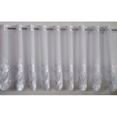 4028298287268 - Scheibengardine STICKEREIEN PLAUEN Anika Gr 2 weiß B145cm H35cm Voile Polyester Gardinen veredelt mit echter Plauener Spitze Stickerei