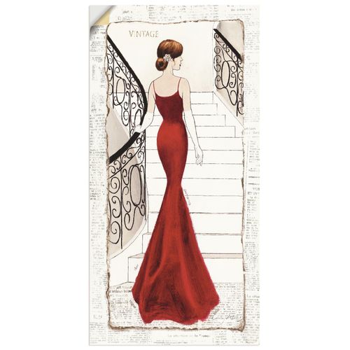 4062144440179 - Wandbild ARTLAND Die schöne in Rot Bilder Gr B H 30 cm x 60 cm Wandaufkleber - Vinyl Frau Hochformat 1 St rot Bild Leinwandbild Kunstdrucke Bilder als Leinwandbild Wandaufkleber oder Poster in versch Größen