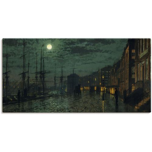 4062144515303 - Wandbild ARTLAND Docks bei Mondlicht Bilder Gr B H 40 cm x 20 cm Leinwandbild Großbritannien 1 St blau Bild Leinwandbild Kunstdrucke Bilder als Leinwandbild Wandaufkleber oder Poster in versch Größen