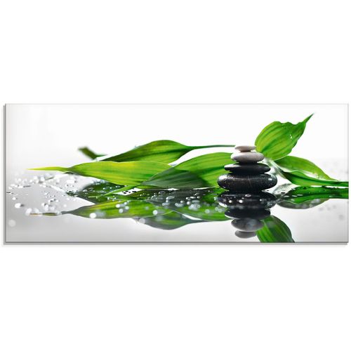 4055327195591 - Glasbild ARTLAND Spa mit Steinen und Bambus Bilder Gr B H 125 cm x 50 cm Glasbild Zen 1 St grün Glasbilder in verschiedenen Größen