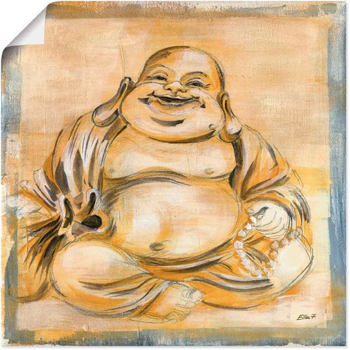 4055327282451 - Wandbild ARTLAND Fröhlicher Buddha I Bilder Gr B H 30 cm x 30 cm Poster Religion 1 St beige (naturfarben) Bild Poster Bilder als Alubild Leinwandbild Wandaufkleber oder in versch Größen