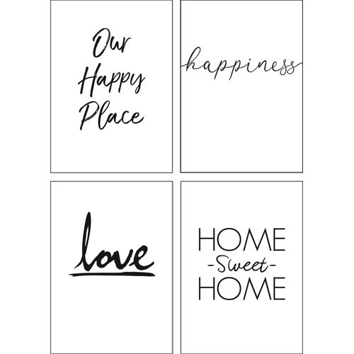 4062144315965 - Poster ARTLAND Glück Liebe Trautes Heim - Glück allein Bilder Gr B H 297 cm x 42 cm Poster Sprüche & Texte Hochformat 4 St schwarz Poster Bilder Poster Wandbild Bild Wandposter