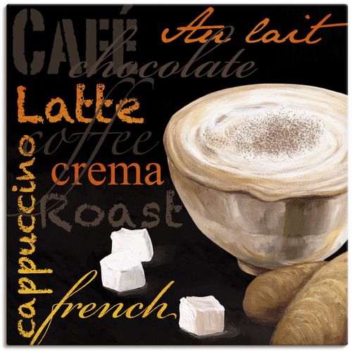 4055327146470 - Wandbild ARTLAND Cappuccino - Kaffee Bilder Gr B H 50 cm x 50 cm Leinwandbild Kaffee Bilder quadratisch 1 St schwarz Kunstdrucke als Alubild Leinwandbild Wandaufkleber oder Poster in versch Größen