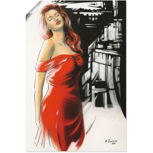 4058661289971 - Wandbild ARTLAND Schönheit im roten Kleid Bilder Gr B H 40 cm x 60 cm Poster Frau Hochformat 1 St rot Bild Poster Bilder als Alubild Leinwandbild Wandaufkleber oder in versch Größen