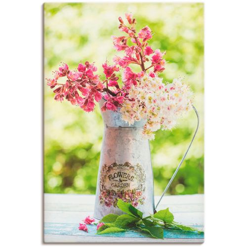 4062144221884 - Wandbild ARTLAND Kastanien Blüten in Krug Bilder Gr B H 20 cm x 30 cm Leinwandbild Blumen 1 St grün Bild Kunstdruck Metallbild Metallbilder Bilder als Alubild Leinwandbild Wandaufkleber oder Poster in versch Größen