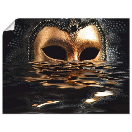 4059745835657 - Wandbild ARTLAND Venezianische Maske mit Blattgold Bilder Gr B H 120 cm x 90 cm Poster Karneval Querformat 1 St goldfarben Bild Poster Bilder als Alubild Leinwandbild Wandaufkleber oder in versch Größen