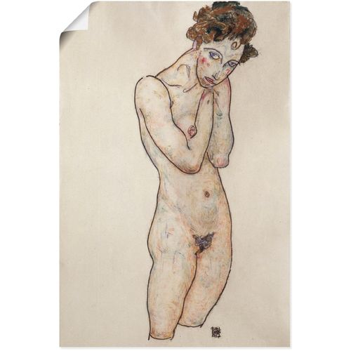 4058661233660 - Wandbild ARTLAND Stehender weiblicher Akt 1917 Bilder Gr B H 60 cm x 90 cm Poster Frau 1 St beige (naturfarben) Bild Leinwandbild Kunstdrucke Bilder als Alubild Leinwandbild Wandaufkleber oder Poster in versch Größen