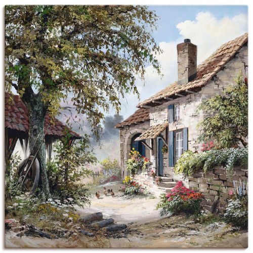 4057738428534 - Wandbild ARTLAND Opas Haus Bilder Gr B H 100 cm x 100 cm Leinwandbild Garten quadratisch 1 St grün Bild Poster Bilder als Leinwandbild Wandaufkleber oder in versch Größen