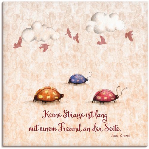 4057738108566 - Wandbild ARTLAND Lebensweisheit Freunde Bilder Gr B H 50 cm x 50 cm Leinwandbild Tiere 1 St beige (naturfarben) Bild Kunstdruck Poster Bilder als Alubild Leinwandbild Wandaufkleber oder in versch Größen