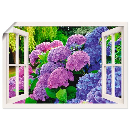 4057738335597 - Wandbild ARTLAND Fensterblick Hortensien im Garten Bilder Gr B H 100 cm x 70 cm Poster Blumen Querformat 1 St lila Bild Leinwandbild Kunstdrucke Bilder als Alubild Leinwandbild Wandaufkleber oder Poster in versch Größen 4057738335597 - Wandbild ARTLAND Fensterblick Hortensien im Garten Bilder Gr B H 100 cm x 70 cm Poster Blumen Querformat 1 St lila Bild Leinwandbild Kunstdrucke Bilder als Alubild Leinwandbild Wandaufkleber oder Poster in versch Größen