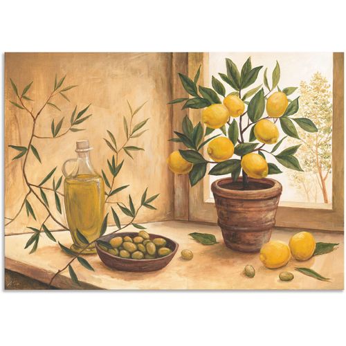 4057738427445 - Wandbild ARTLAND Oliven und Zitronen Bilder Gr B H 70 cm x 50 cm Alu-Dibond-Druck Arrangements 1 St beige (naturfarben) Bild Leinwandbild Kunstdrucke Bilder als Alubild Leinwandbild Wandaufkleber oder Poster in versch Größen