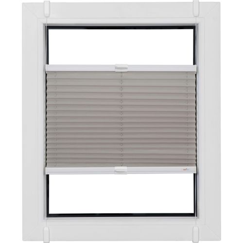 4001442955183 - Plissee Budget Crepe Plissees Gr 125 cm zweiseitig verschiebbar 98 cm grau (hellgrau weiß) Plissees ohne Bohren Klemmfix glatt