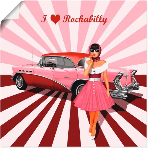4059745141284 - Wandbild ARTLAND Ich liebe Rockabilly Bilder Gr B H 50 cm x 50 cm Poster Ausstellungsplakate 1 St pink Bild Kunstdruck Poster Bilder als Alubild Leinwandbild Wandaufkleber oder in versch Größen