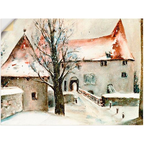 4057738663324 - Wandbild ARTLAND Winter auf der Burg Bilder Gr B H 120 cm x 90 cm Wandaufkleber - Vinyl Gebäude 1 St grau Bild Kunstdruck Leinwandbild Kunstdrucke Bilder als Leinwandbild Wandaufkleber oder Poster in versch Größen