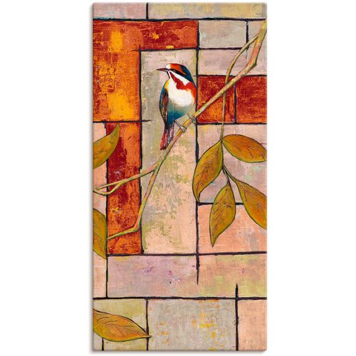 4058661389589 - Wandbild ARTLAND Vogel auf einem Ast II Bilder Gr B H 30 cm x 60 cm Leinwandbild Vögel Hochformat 1 St orange Bild Poster Bilder als Alubild Leinwandbild Wandaufkleber oder in versch Größen