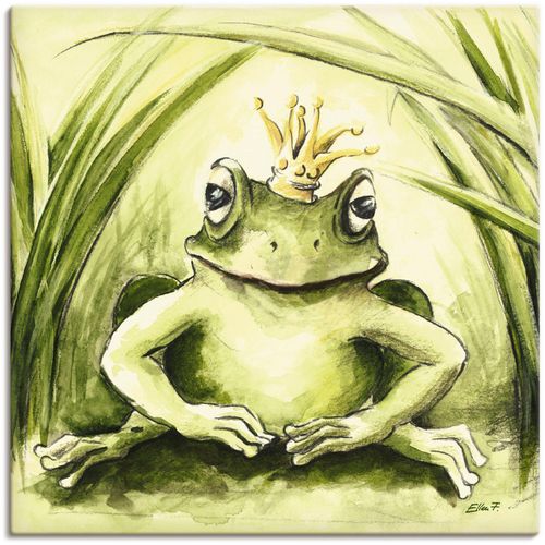 4055327141529 - Wandbild ARTLAND Kleiner Frosch Bilder Gr B H 70 cm x 70 cm Leinwandbild Geschichten & Märchen 1 St grün Bild Poster Bilder als Alubild Leinwandbild Wandaufkleber oder in versch Größen