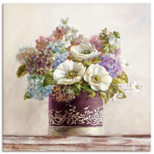 4055327721486 - Wandbild ARTLAND Anemonen in Auberginer Hutschachtel Bilder Gr B H 30 cm x 30 cm Leinwandbild Blumen quadratisch 1 St lila Bild Leinwandbild Kunstdrucke Bilder als Leinwandbild Wandaufkleber oder Poster in versch Größen