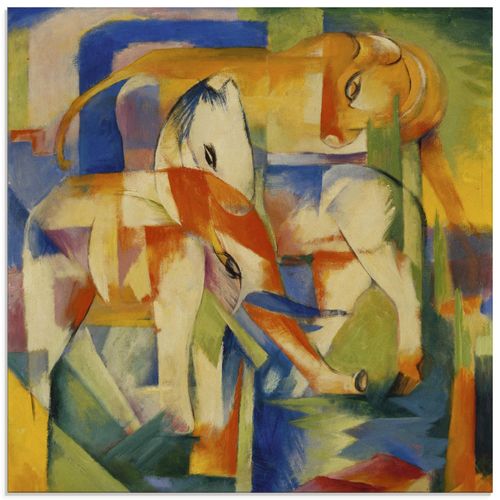 4058661190451 - Glasbild ARTLAND Elefant Pferd Rind 1914 Bilder Gr B H 30 cm x 30 cm Glasbild Haustiere quadratisch 1 St bunt Bild Glasbild Glasbilder Bilder in verschiedenen Größen