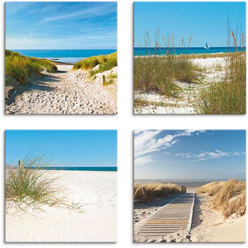 4055327015196 - Leinwandbild ARTLAND Strand und Sanddünen Bilder Gr B H 40 cm x 40 cm Leinwandbild Strand quadratisch 4 St beige (naturfarben) Bild Leinwandbild Leinwandbilder Bilder 4er Set verschiedene Größen