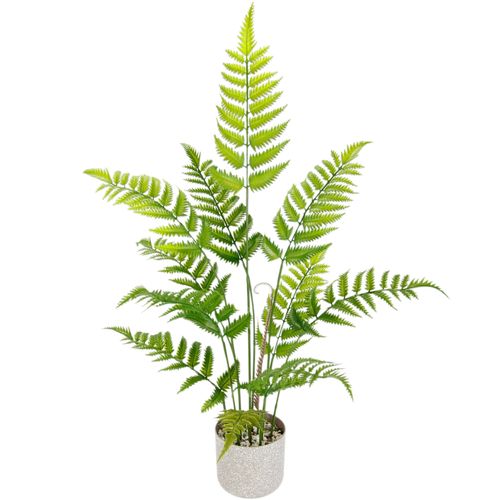 4019844798758 - Kunstpflanze Künstlicher Waldfarn im Topf Farn Kunstfarn Farnbusch Waldpflanze IGEA Höhe 76 cm Zimmerpflanze Pflanze Grünpflanze Dekofarn Strauch Dekopflanze grün