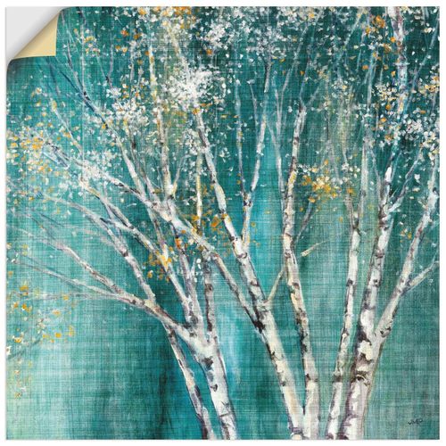 4062144444610 - Wandbild ARTLAND Blaue Birke Bilder Gr B H 100 cm x 100 cm Wandaufkleber - Vinyl Bäume quadratisch 1 St blau Bild Poster Bilder als Leinwandbild Wandaufkleber oder in versch Größen